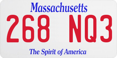 MA license plate 268NQ3