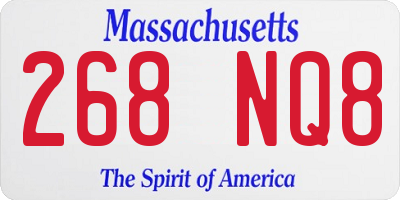 MA license plate 268NQ8