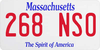 MA license plate 268NS0