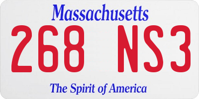 MA license plate 268NS3