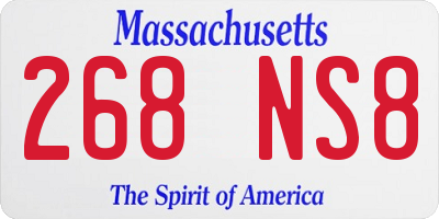MA license plate 268NS8