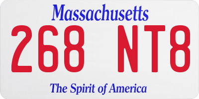 MA license plate 268NT8
