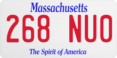 MA license plate 268NU0