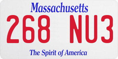MA license plate 268NU3