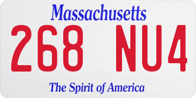 MA license plate 268NU4