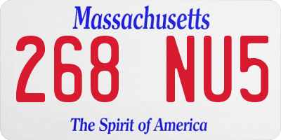 MA license plate 268NU5