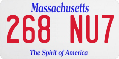 MA license plate 268NU7