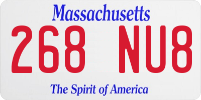 MA license plate 268NU8