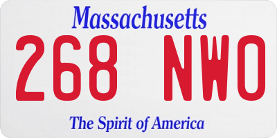 MA license plate 268NW0