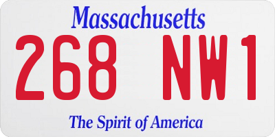 MA license plate 268NW1