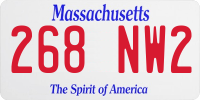 MA license plate 268NW2