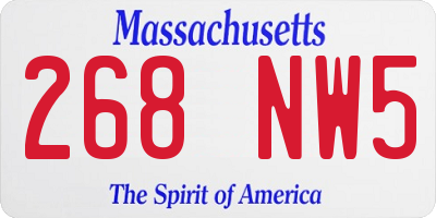 MA license plate 268NW5