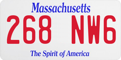 MA license plate 268NW6