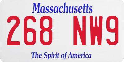 MA license plate 268NW9