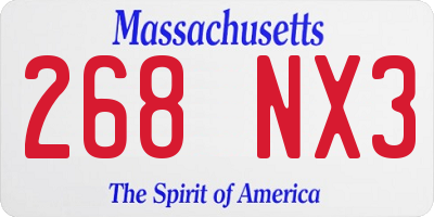 MA license plate 268NX3
