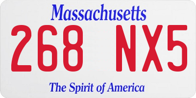 MA license plate 268NX5