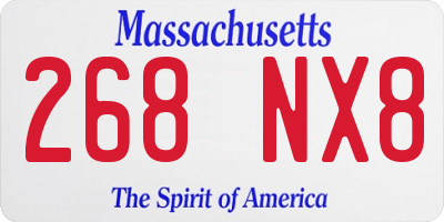 MA license plate 268NX8