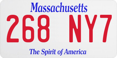 MA license plate 268NY7