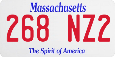 MA license plate 268NZ2