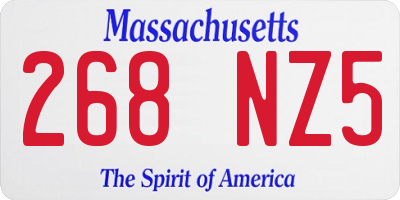 MA license plate 268NZ5