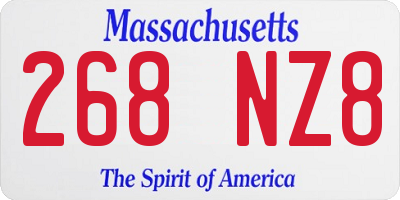 MA license plate 268NZ8