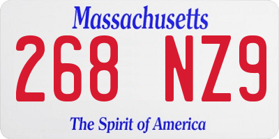 MA license plate 268NZ9
