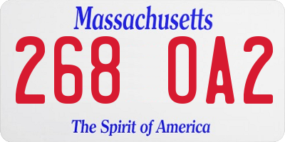 MA license plate 268OA2