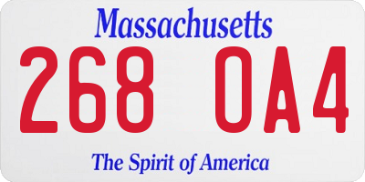MA license plate 268OA4
