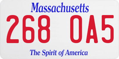MA license plate 268OA5