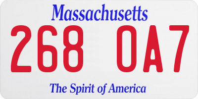 MA license plate 268OA7