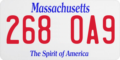 MA license plate 268OA9