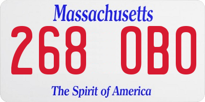 MA license plate 268OB0