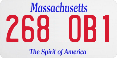 MA license plate 268OB1