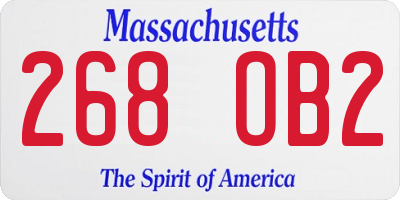 MA license plate 268OB2