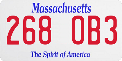 MA license plate 268OB3