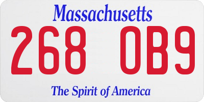 MA license plate 268OB9