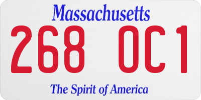 MA license plate 268OC1