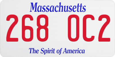 MA license plate 268OC2