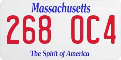 MA license plate 268OC4