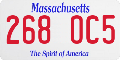 MA license plate 268OC5