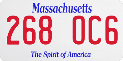 MA license plate 268OC6