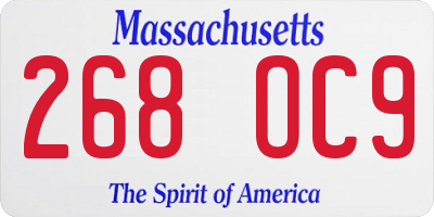 MA license plate 268OC9