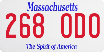 MA license plate 268OD0
