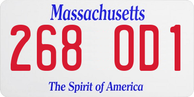 MA license plate 268OD1
