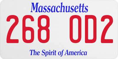 MA license plate 268OD2
