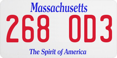 MA license plate 268OD3