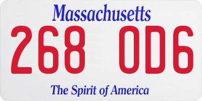 MA license plate 268OD6