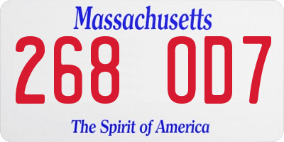 MA license plate 268OD7