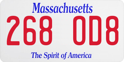 MA license plate 268OD8