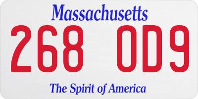MA license plate 268OD9